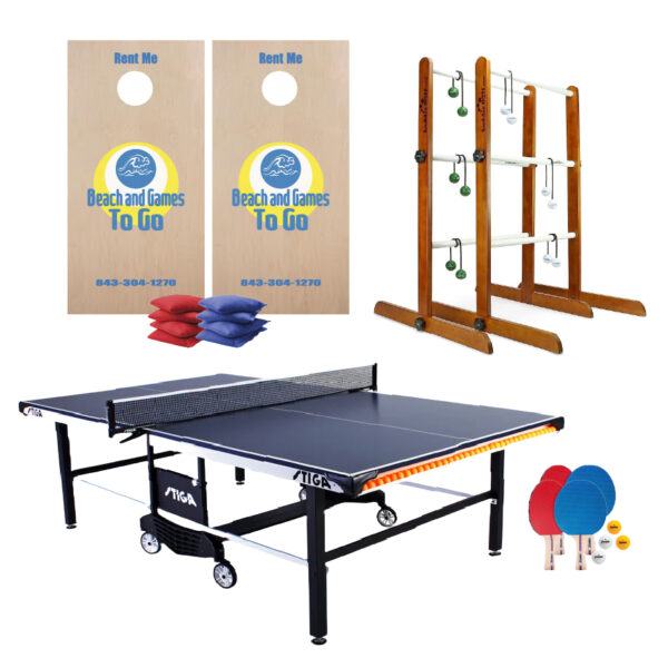 Cornhole Set, Ladder Ball Game Set & Ping Pong Table